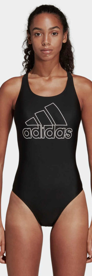 Černé sportovní jednodílné plavky Adidas s nevyztuženými košíčky