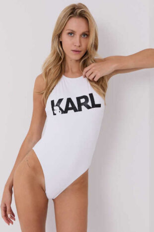Plavky Karl Lagerfeld v bílém provedení s potiskem