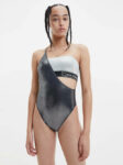 Jednodílné lesklé plavky Calvin Klein v asymetrickém střihu